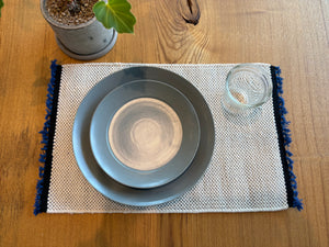 Thick Cotton Mat 30×45 Ivory Blue