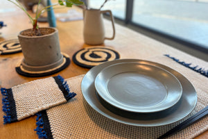 Thick Cotton Mat 30×45 Ivory Blue
